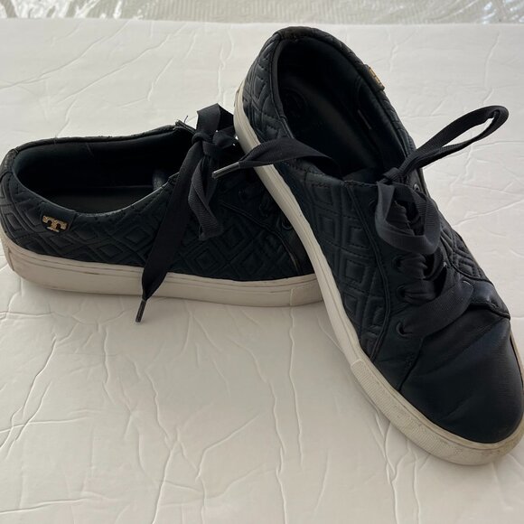 Women Tory Burch Navy Leather sneakers  - size 8 - Picture 4 of 12